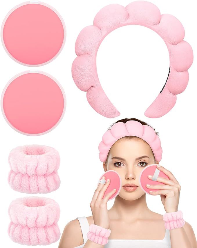 Flannel front bow elastic headband face wash and makeup headband waterproof wrist cover hair tie headband