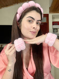 Flannel front bow elastic headband face wash and makeup headband waterproof wrist cover hair tie headband