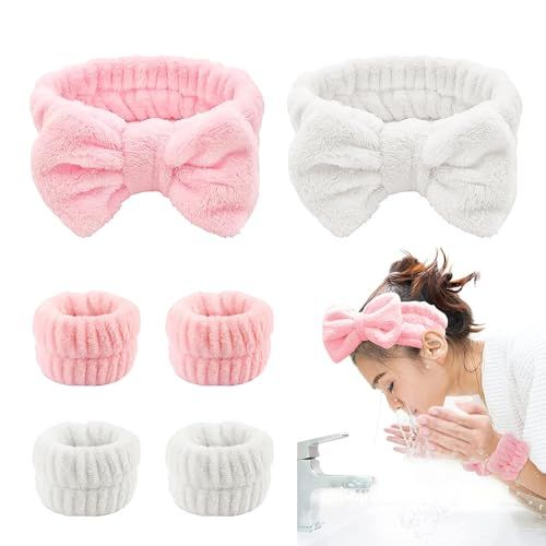 Flannel front bow elastic headband face wash and makeup headband waterproof wrist cover hair tie headband