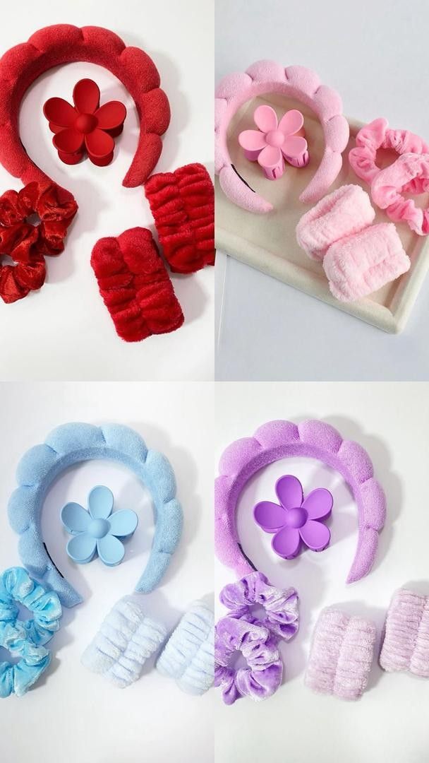 Flannel front bow elastic headband face wash and makeup headband waterproof wrist cover hair tie headband